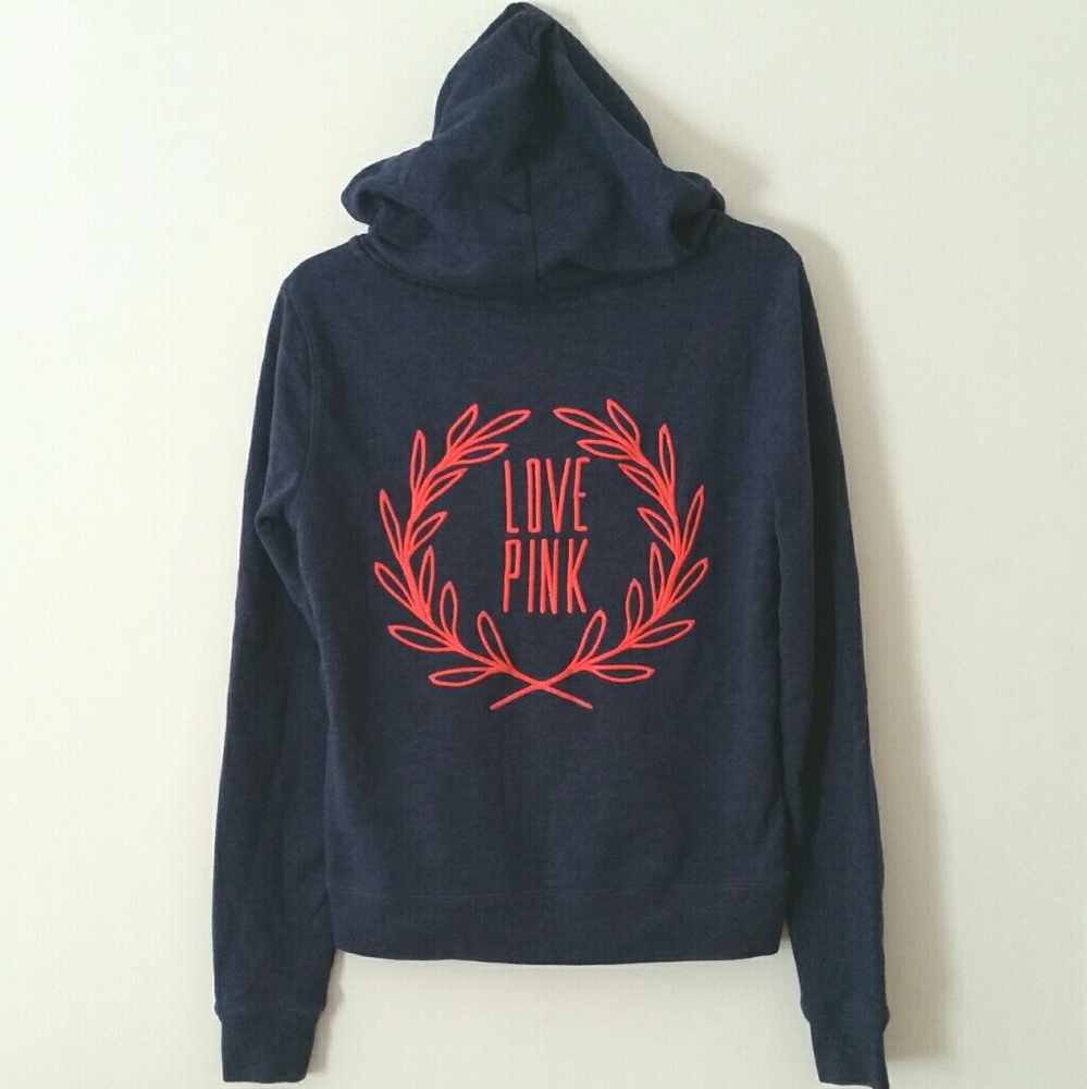 VS PINK Navy Blue and Neon Pink Orange Jacket